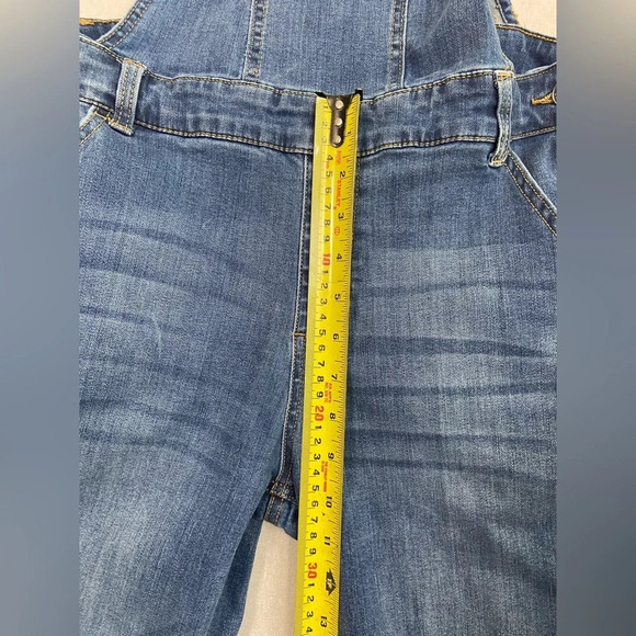 Ci Sono blue denim raw hem slim fit overalls  Sz M - Picture 12 of 13